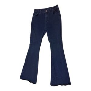 Women's Flared High Waiste Dark Blue Jeans Sheins